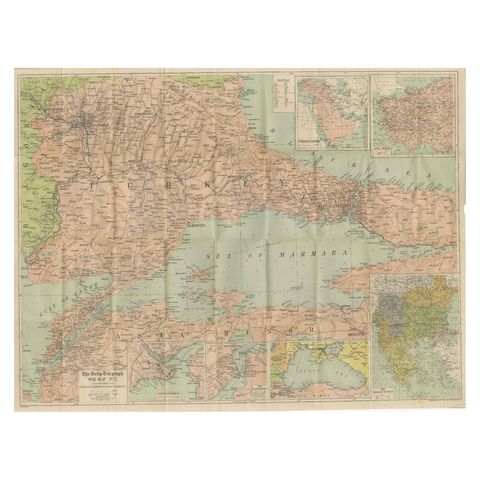 Daily Telegraph War Map 1877, Ottoman Empire, Balkans & Constantinople Antique